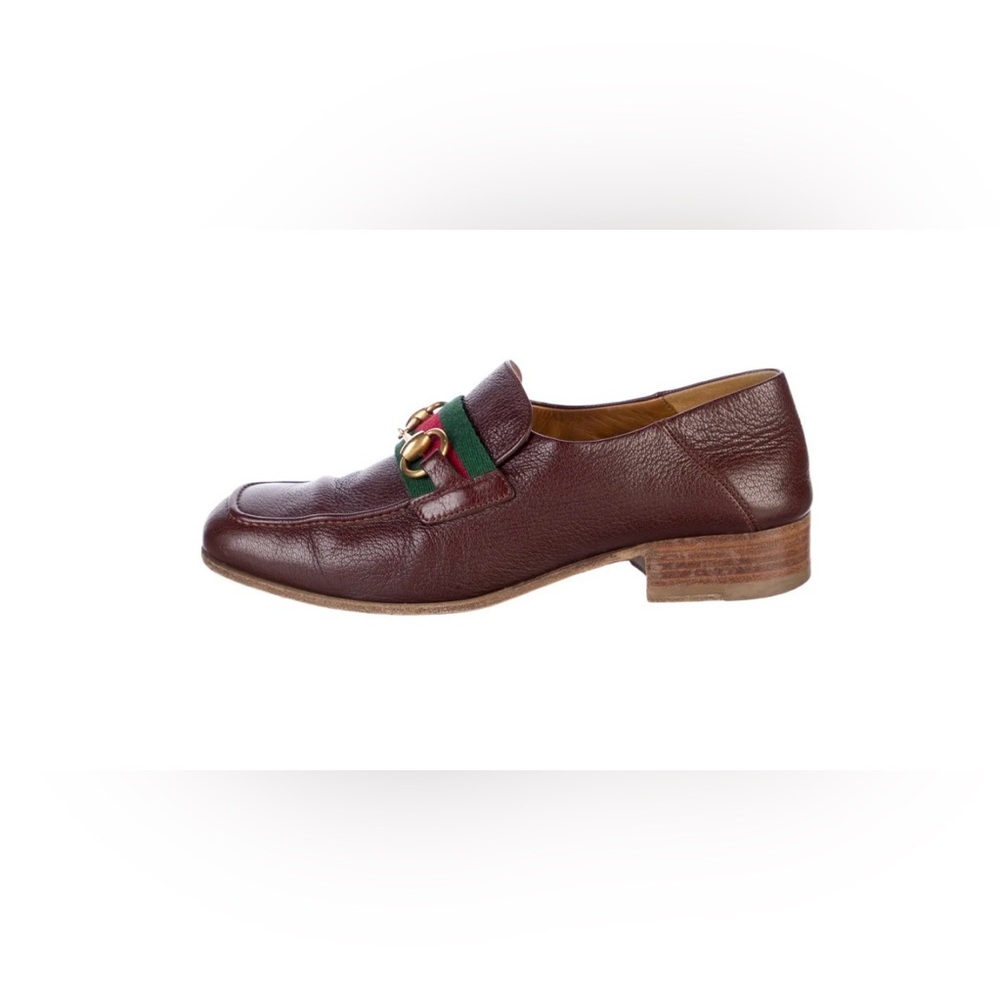 Gucci-Brown Leather Bonny Loafers-G/R/G Web,Gold HB & Collapsible Heel  10.5 - Picture 4 of 14